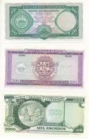 Mozambik 1961. 100E + 1967. 500E + 1972. 1000E fekete "BANCO DE MOCAMBIQUE" felülbélyegzés...