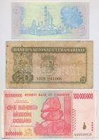 6db, 5xklf vegyes külföldi bankjegy, közte Zimbabwe 2008. 100.000.000$ + Kelet-Timor 1967. 20E T:I-I...