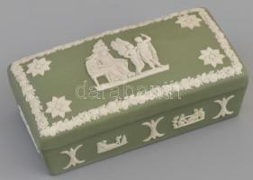 Wedgewood kis dobozka. Festett biszkvit porcelán ékszeres dobozka angyalos jelenettel 9x5 cm
