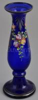 Festett üveg váza virág mintával, hibátlan m:17 cm