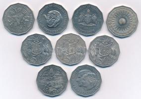 Ausztrália 1974-2001. 50c (9xklf, közte 6xklf forgalmi emlékpénz) T:2-3 Australia 1974-2001. 50 Cents (9xdiff, within 6xdiff circulating commemorative coins) C:XF-F