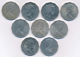 Ausztrália 1974-2001. 50c (9xklf, közte 6xklf forgalmi emlékpénz) T:2-3
Australia 1974-2001. 50 Cen...