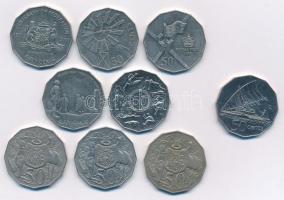Ausztrália 1972-2005. 50c (8xklf, közte 5xklf forgalmi emlékpénz) + Fidzsi-szigetek 2000. 50c T:2-3 Australia 1972-2005. 50 Cents (8xdiff, within 5xdiff circulating commemorative coins) + Fiji 2000. 50 Cents C:XF-F