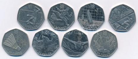 Nagy-Britannia 2011-2016. 50p Cu-Ni (8xklf forgalmi emlékpénz) T:2 United Kingdom 2011-2016. 50 Pence Cu-Ni (8xdiff circulating commemorative coins) C:XF
