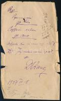 1927 Dr. Willax Ferenc kaposvári orvos kézzel írt receptje aláírásával, lapszéli szakadásokkal, hajtásnyommal