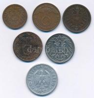 Német Birodalom 1874-1938. 1pf-50pf (6xklf) T:2-3
German Empire 1874-1938. 1 Pfennig - 50 Pfennig (...