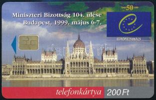 1999 Európa Tanács telefonkártya, 2000 példányos, jó állapotban