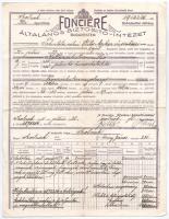 1915-1920. Adria Biztosító Társulat életbiztosítási kötvény melléklete és fejléces elszámoló levele ...