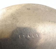 Díszes nyelű fém kanál és kiskés, Italy felirattal, a kés pengéjén virágminta, h: 14 cm és 13 cm