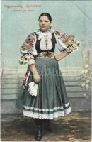 Nyitra, Nitra; Magyarországi népviseletek. Nyitra megyei leány. Dr. Trenkler Co. 1905. Ugn. 2. / Upper Hungarian (Slovak) folklore from Nitra County