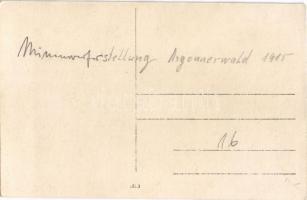 1915 Minenwerferstellung Argonnerwald / WWI German military, soldiers with mortar in position. photo...