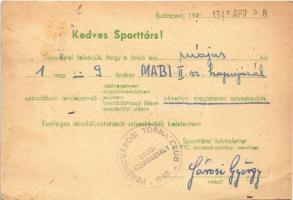 1948 FTC (Ferencvárosi Torna Club) Úszószakosztály reklám. Hátoldalon Sárosi György aláírása / Postc...