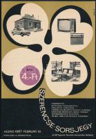 1967 Szerencse-sorsjegy kisplakát, Novák grafika-montázs, 23,5×16,5 cm