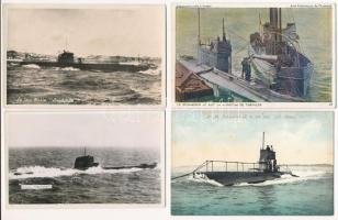 4 db RÉGI brit haditengerészeti motívum képeslap: tengeralattjárók / 4 pre-1945 British Royal Navy motive postcards: submarines
