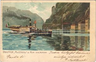 1902 Riva del Garda (Südtirol), Dampfer "Mocenigo" in Riva einlaufend / steamship. Kuenstlerpostkarte No. 2688. von Ottmar Zieher Kunstanstalt litho s: M. Zeno Diemer (fa)