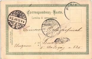 1902 Riva del Garda (Südtirol), Dampfer "Mocenigo" in Riva einlaufend / steamship. Kuenstl...