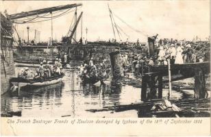 Hongkong, The French Destroyer Fronde of Kowloon damaged by typhoon of the 18th of September 1906. (Rb)