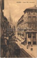 Milano, Milan; Corso Vitt. Emanuele / street view, tram, pharmacy