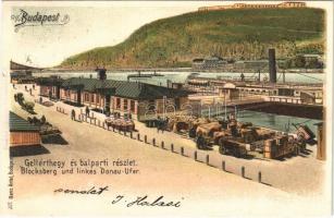 1900 Budapest XI. Gellérthegy és balparti részlet, Citadella, pesti rakpart, gőzhajó kikötő. Ganz Antal 307. litho (EK)