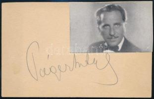 cca 1933 Páger Antal (189-1986) színész saját kezű aláírása kartonon, ráragasztott őt ábrázoló képpel