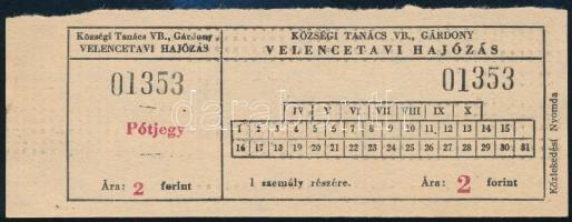 cca 1960 Velencetavi Hajózás, a gárdonyi tanács által kiadott jegy, jó állapotban