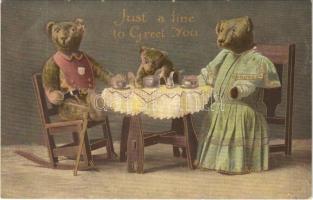 Just a line to greet you / Plüssmacik reggeliznek / Teddy bears having eating breakfast
