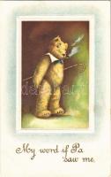 My world if Pa saw me / Plüssmaci cigizik / Teddy bear smoking a cigarette. B.B. London & New York Series No. E 244. Emb. litho