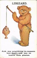 Liskeard - Ask me anything in reason but dont ask me to leave this plaice. Teddy bear fishing / Horgászó plüssmaci (EK)