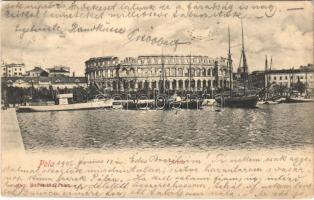 1905 Pola, Pula; Arena / amphitheatre, sailing vessel, steamship. Dep. M. Fischer (EK)