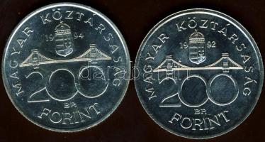 1992-94. 200Ft Ag "MNB" (1x) + "Deák" (1x) T:BU,2