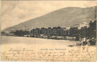 1901 Lovran, Lovrana, Laurana; Ansicht vom Südstrand / coast (fl)