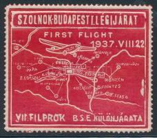 1937 VII. FILPROK Szolnok - Budapest légi járat levélzáró