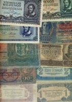 Kis bankjegy tétel, 57db magyar, benne korona, pengő, infla, VH, osztrák-magyar bank + 97db külföldi...