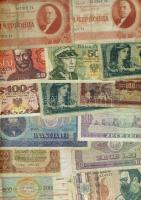 Kis bankjegy tétel, 57db magyar, benne korona, pengő, infla, VH, osztrák-magyar bank + 97db külföldi...
