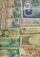 Kis bankjegy tétel, 57db magyar, benne korona, pengő, infla, VH, osztrák-magyar bank + 97db külföldi...