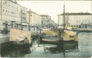 1906 Fiume, Rijeka; Via del Lido / port, ships (EK)