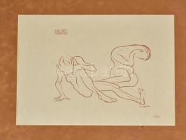 Erdei Viktor (1879-1945): Szeretők. Litográfia, papír, jelzett a litográfián, paszpartuban. 26x37 cm.