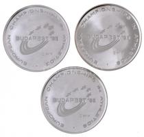 1998. "Atlétika Európa-bajnokság Budapest" peremen jelzett Ag emlékérem (3xklf) műanyag dí...