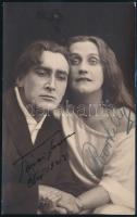 Poór Lili (1886-1962) színésznő és Tátrai Ferenc színész aláírása az őket ábrázoló fotón