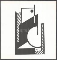Kassák Lajos (1887-1967): Fekete-fehér. Szitanyomat, papír, jelzés nélkül, 20×12 cm