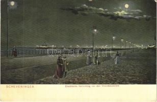 Scheveningen (The Hague), Electrische Verlichting van den Strandboulevard / night, electric lighting