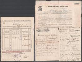 Vegyes okmány és nyomtatvány tétel (számla, levél, hirdetmény, stb.), 13 db