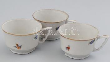 Zsolnay porcelán mokkás készlet, matricás, jelzett, kis kopásokkal, a kiöntő teteje hiányzik