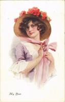 1914 My Bow Lady art postcard. artist signed (EK)