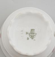 Zsolnay porcelán 4 személyes teás készlet, matricás, jelzett, kis kopásokkal