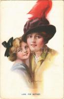 1914 Love for Mother. Lady art postcard. Carlton Publishing Co. Series No. 676/4. s: C. W. Barber (EK)