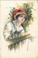 Lady art postcard. WSSB No. 5553. s: Court Barber (kopott sarkak / worn corners)