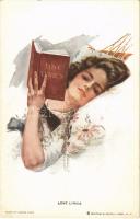 Love Lyrics. Lady art postcard. Reinthal &amp; Newman s: Harrison Fisher (EK)