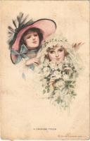 1914 A Finishing Touch. Lady art postcard. Reinthal &amp; Newman Series No. 368. s: T. Earl Christy (fl)