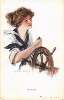 The Pilot. Lady art postcard. Reinthal &amp; Newman No. 169. s: T. Earl Christy (EK)